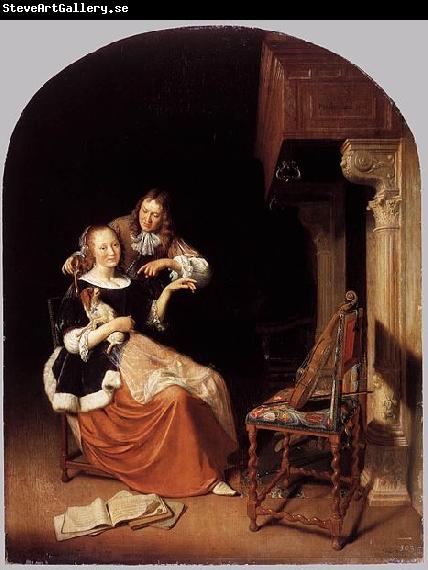Pieter Cornelisz. van Slingelandt Lady with a Pet Dog